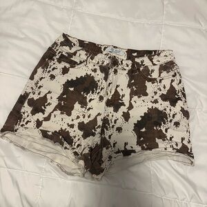 Judy Blue Brown and Cream Jean Shorts Relaxed Fit